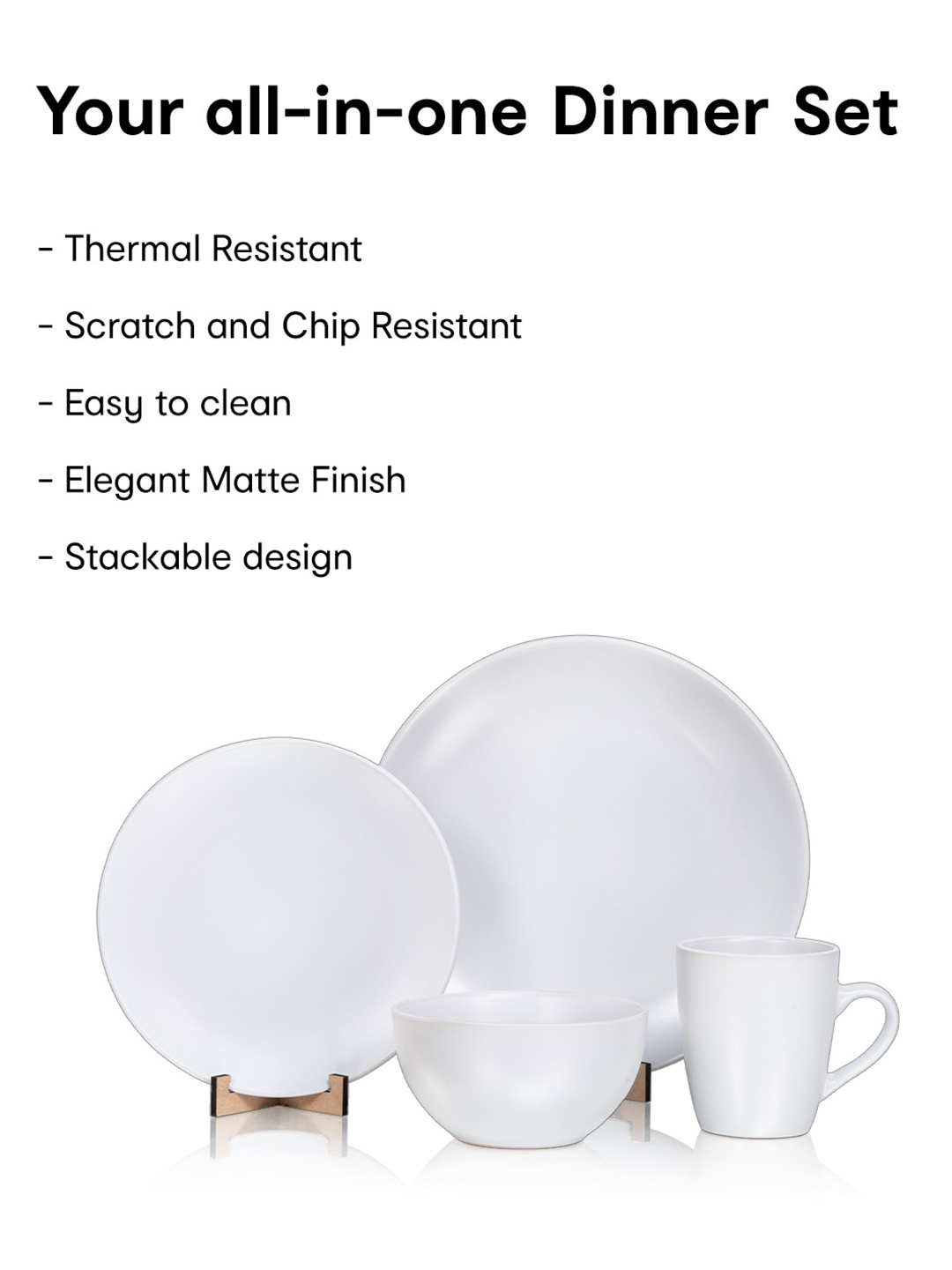 

Anko White 24 Pieces Stoneware Matte Dinner Set