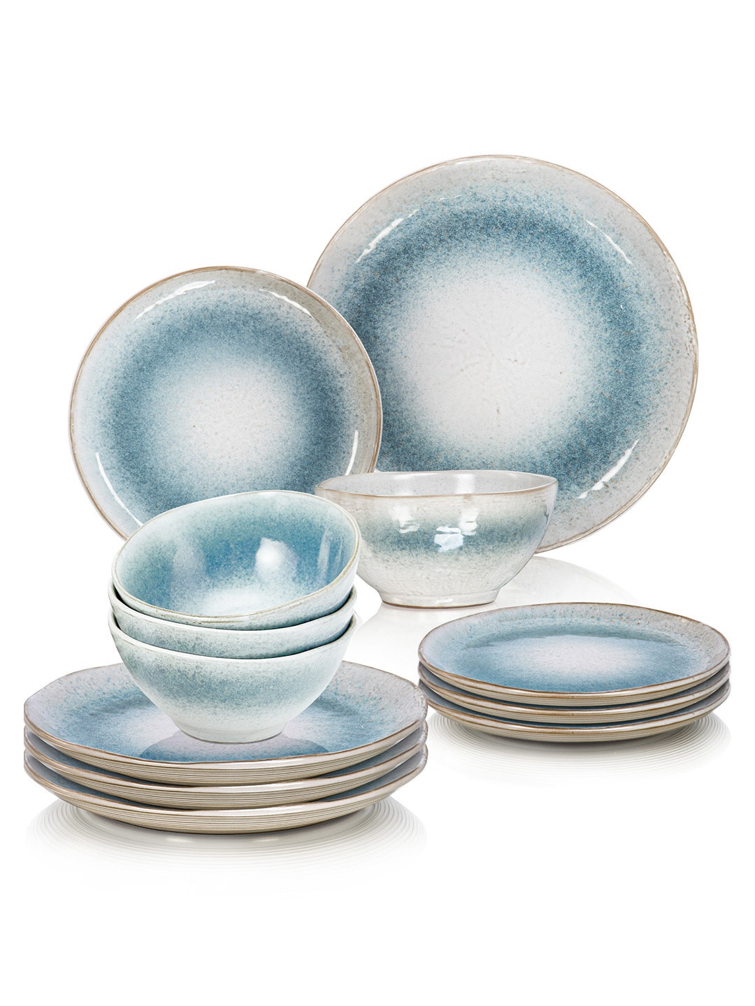 

Anko White & Teal 12 Pieces Printed Terracotta Glossy Dinner Set