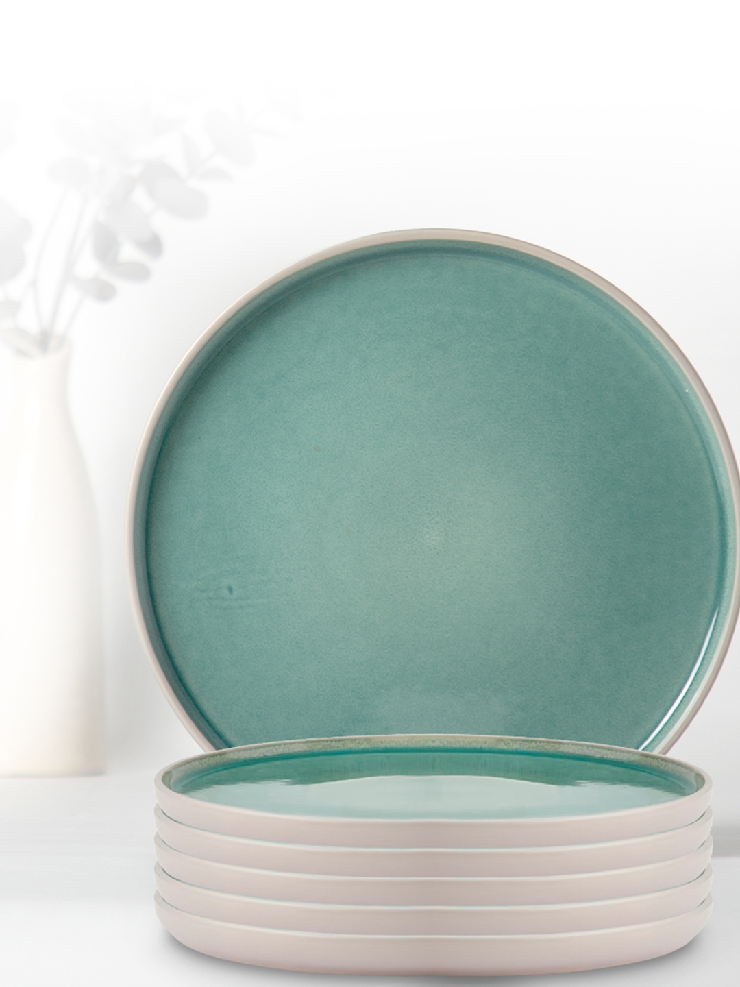 

Anko Green & White 6 Pieces Stoneware Glossy Plates