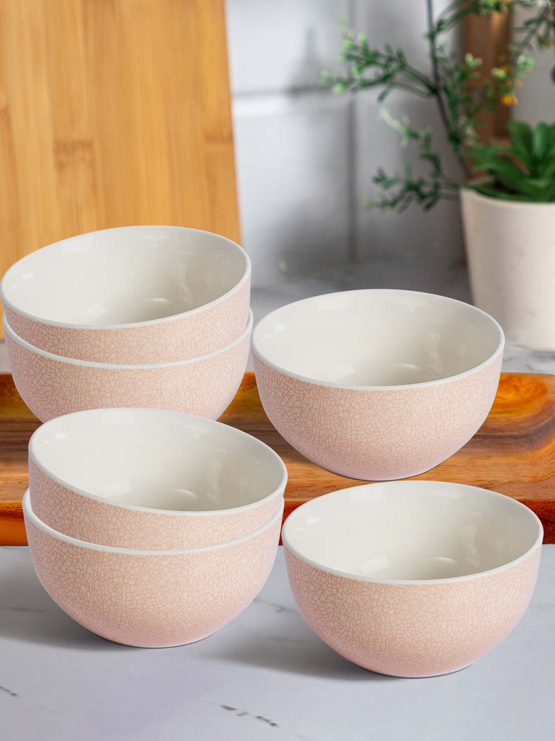 

Anko Pink & White 6 Pieces Stoneware Glossy Bowls