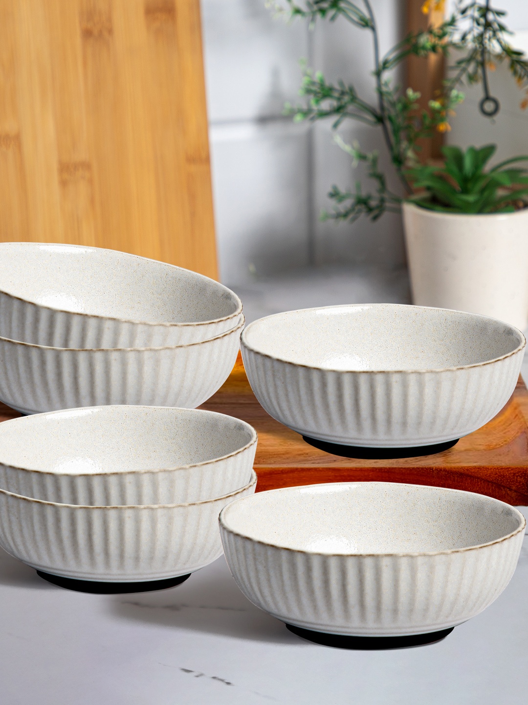 

Anko Grey & Brown 6 Pieces Textured Stoneware Glossy Bowls
