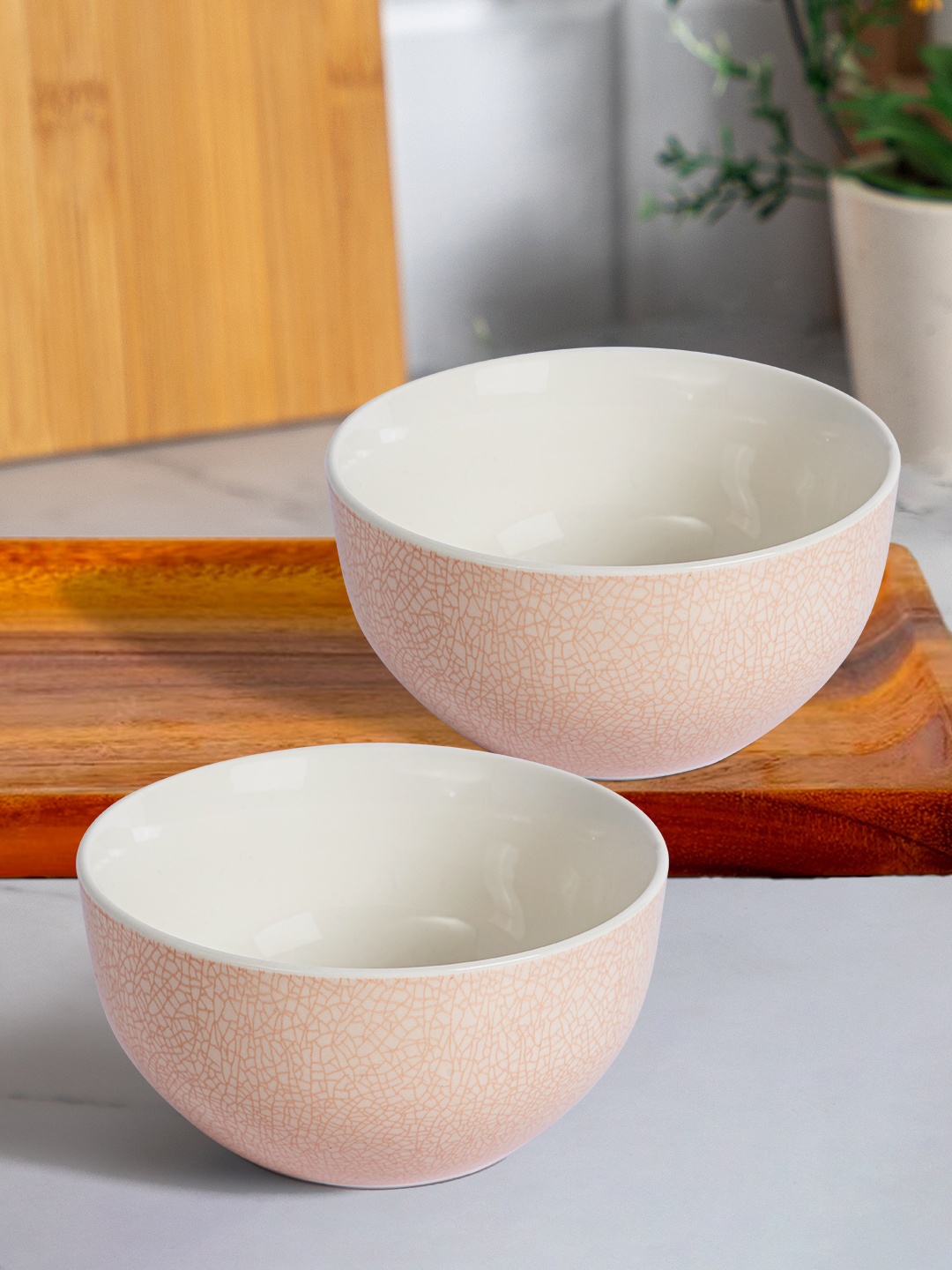 

Anko Pink & White 2 Pieces Stoneware Matte Bowls