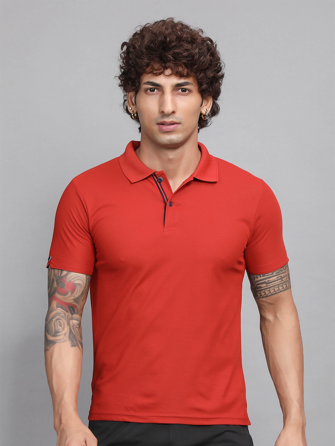 

SPORT SUN Polo Collar Regular Fit Casual T-Shirt, Red