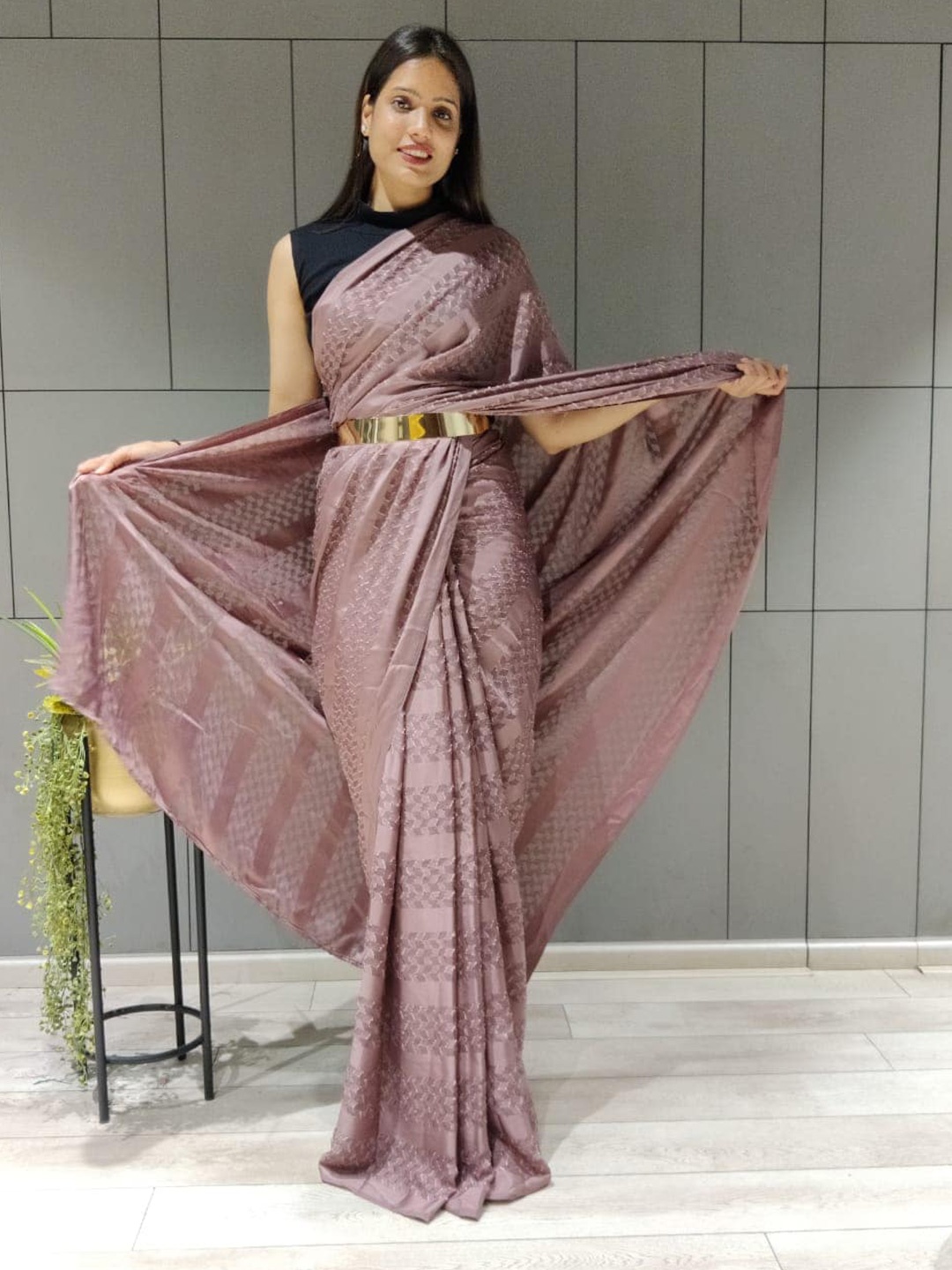 

Munir Beige Woven Design Silk Blend Saree
