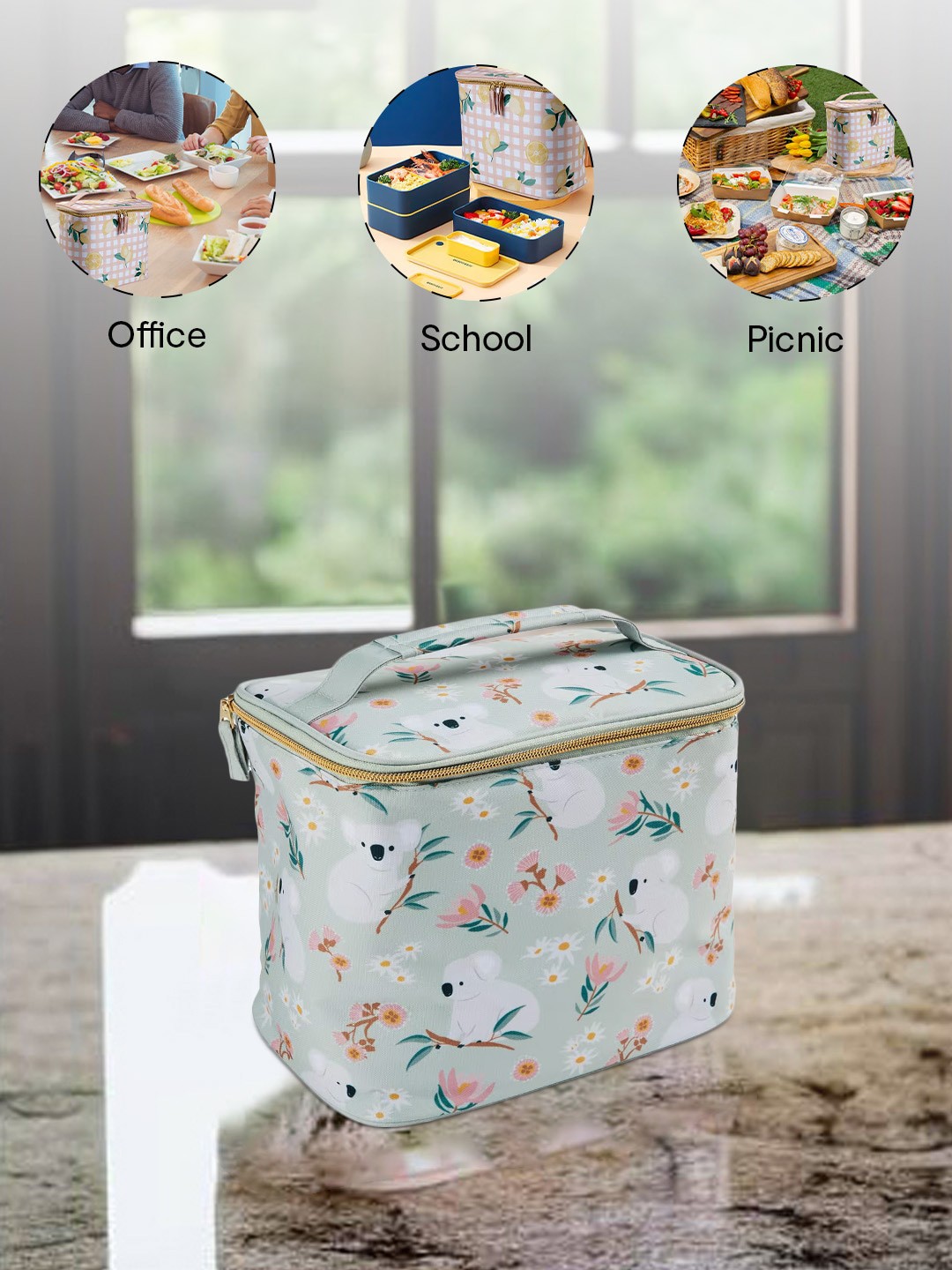 

Anko Blue & White Printed Leak Proof Lunch Bag
