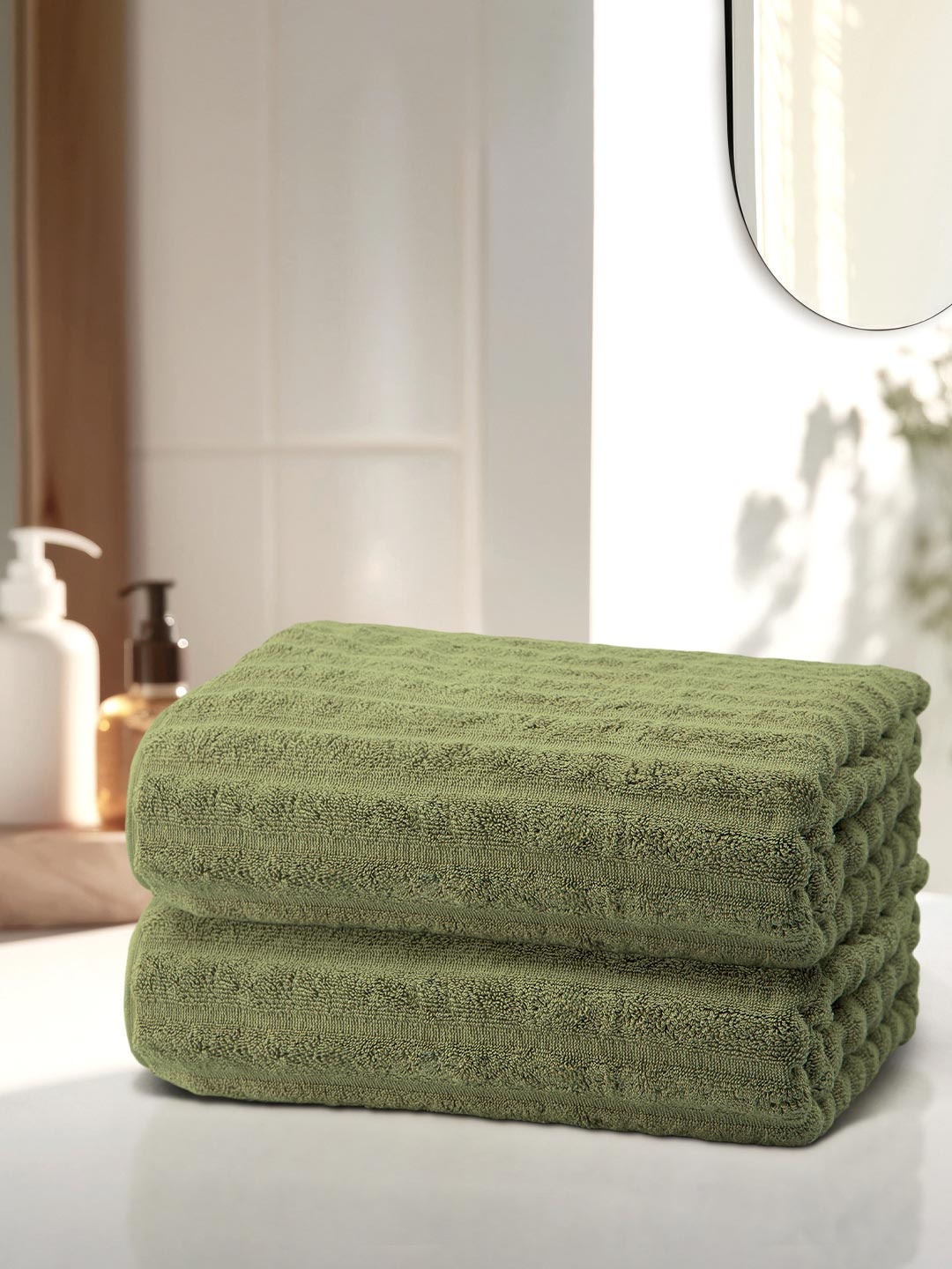 

Anko Green 670 GSM Pure Cotton Antibacteria Ribbed Texture Hand Towel Set of 2