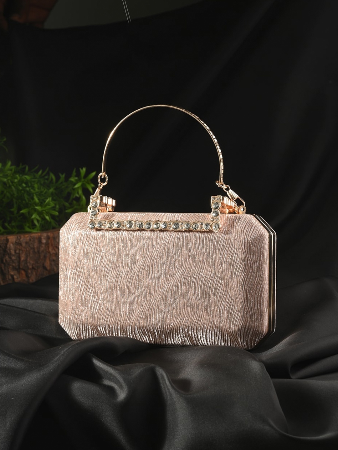 

Toobacraft Embellished Box Clutch, Gold
