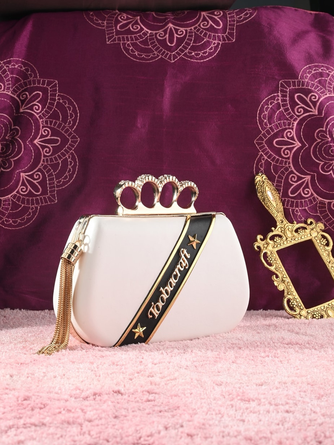 

Toobacraft Embellished Box Clutch, White