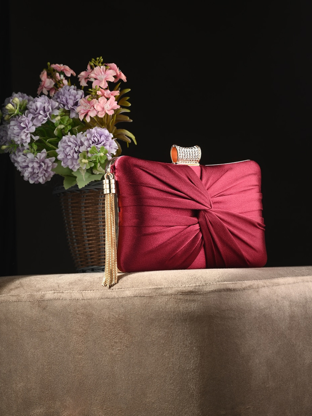 

Toobacraft Embellished Box Clutch, Red