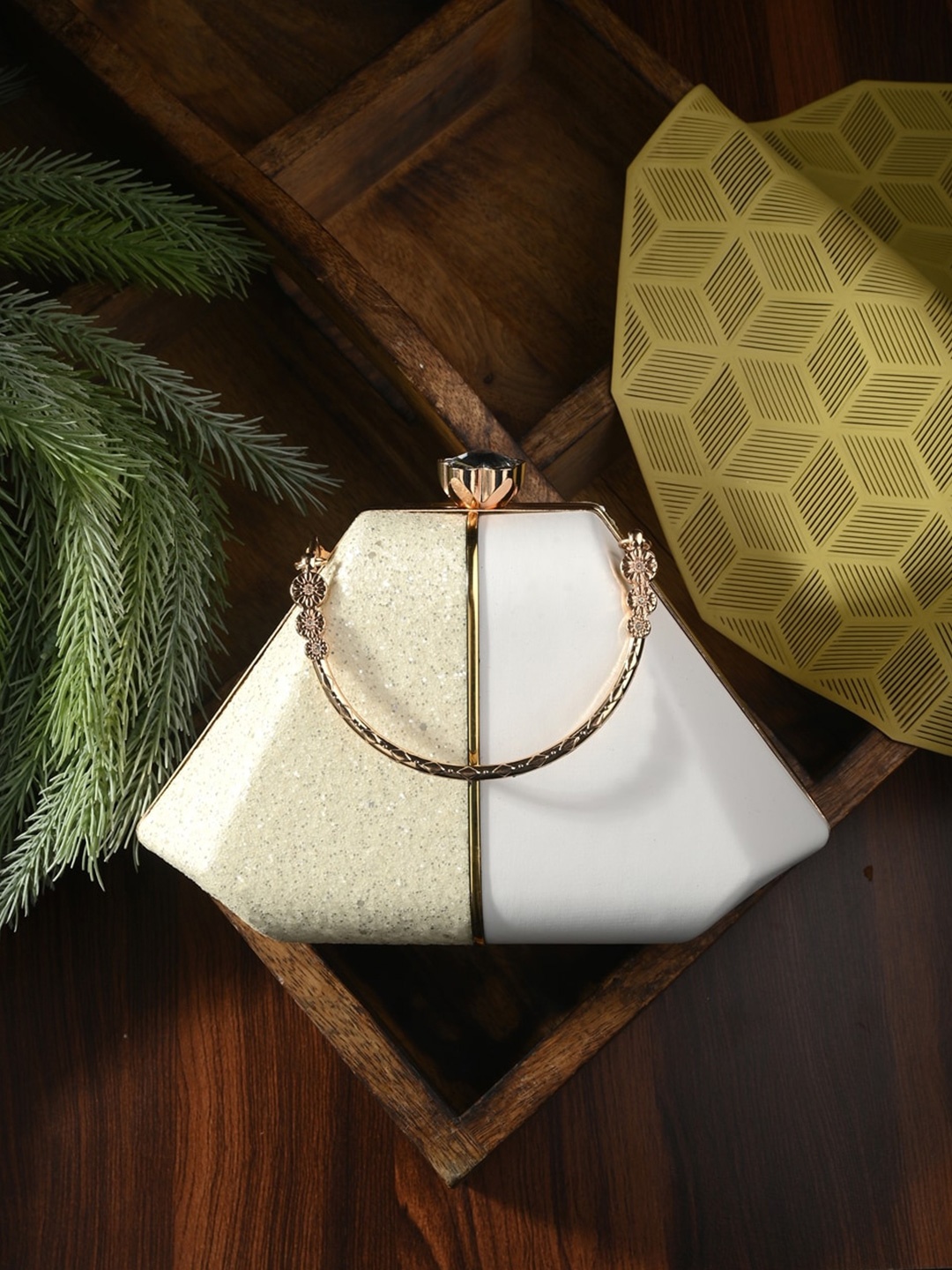 

Toobacraft Embellished Box Clutch, White
