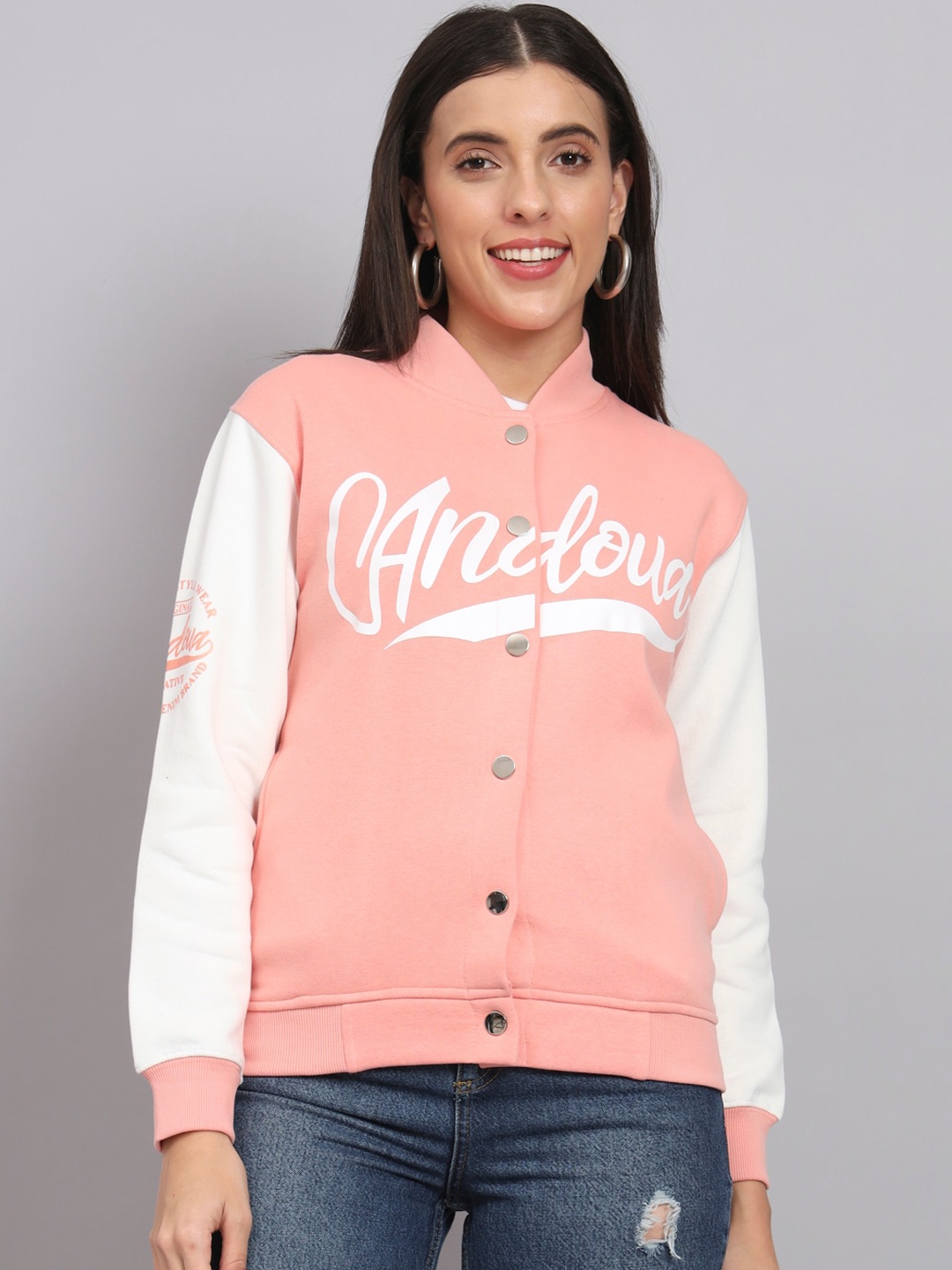 

ANTI CULTURE Windcheater Fleece Bomber Jacket, Peach