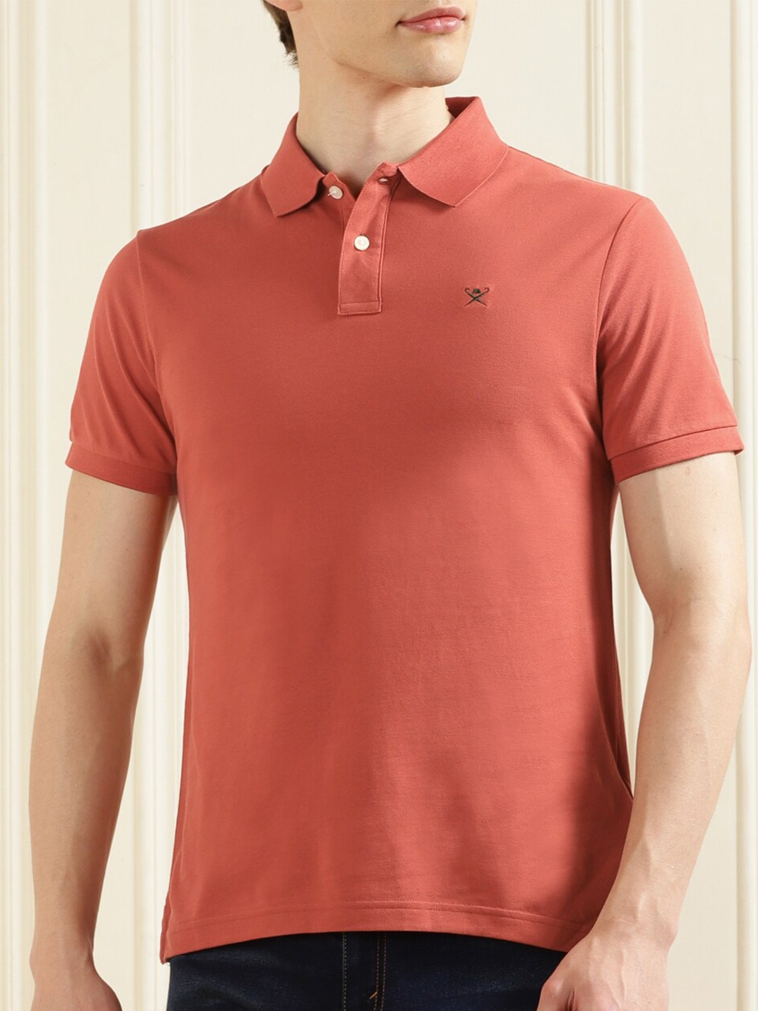 

HACKETT LONDON Polo Collar Pure Cotton Slim Fit T-shirt, Peach