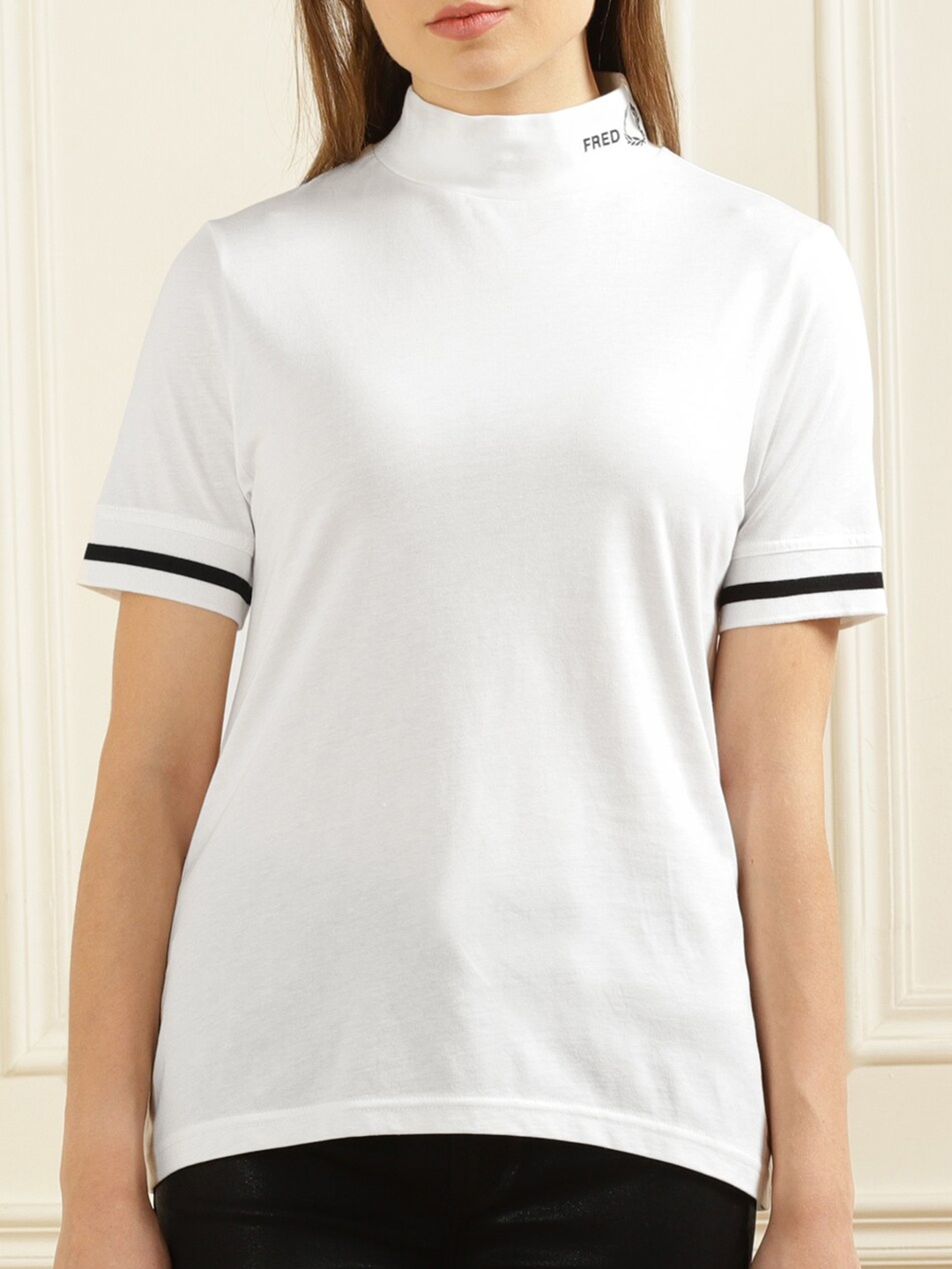 

Fred Perry Regular Fit High Neck Short Sleeve T-shirt, White