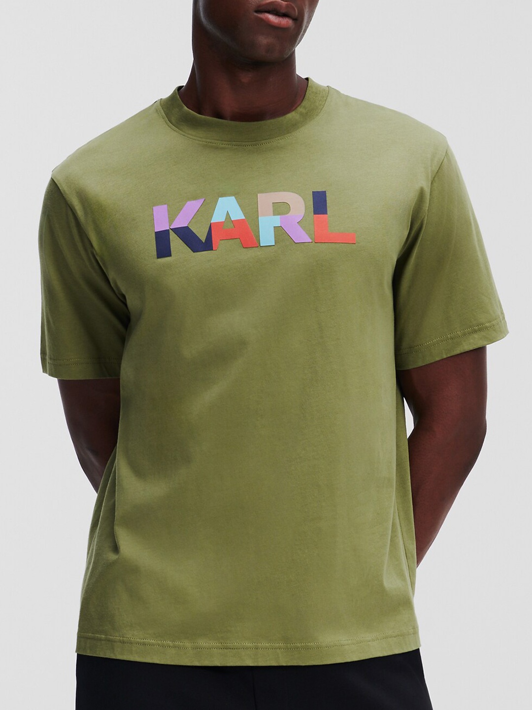 

Karl Lagerfeld Typography Printed Organic Cotton T-shirt, Green