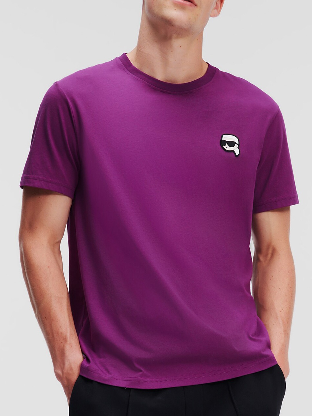 

Karl Lagerfeld Round-Neck Organic Cotton T-shirt, Purple