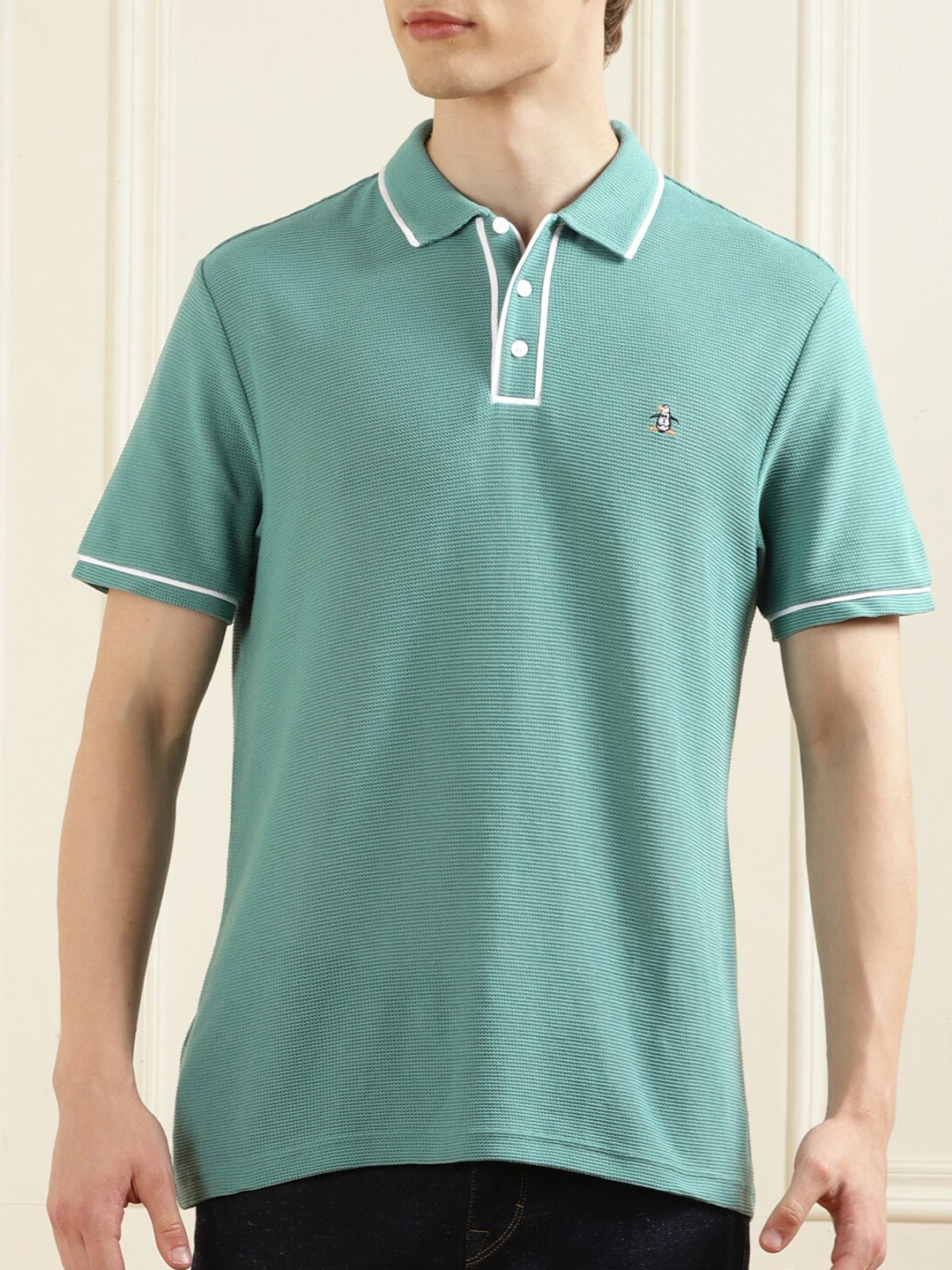 

Original Penguin Self Design Polo Collar Organic Cotton Casual T-shirt, Blue