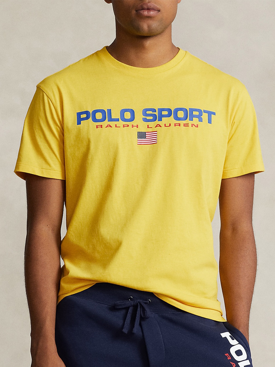 

Polo Ralph Lauren Typography Printed Round Neck Slim Fit Cotton Casual T-shirts, Yellow