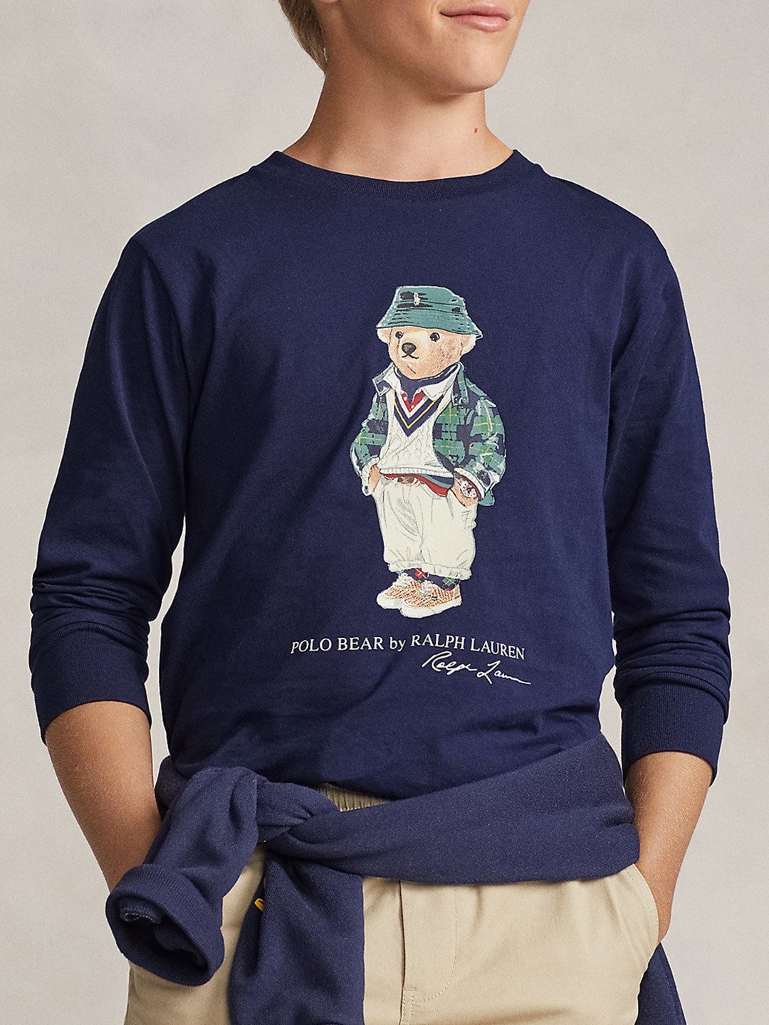 

Polo Ralph Lauren Graphic Printed Round Neck Regular Fit Cotton Casual T-shirts, Navy blue