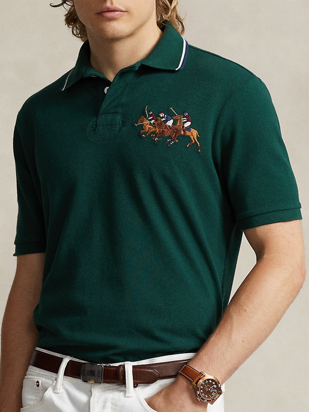 

Polo Ralph Lauren Slim-Fit Polo Collar Pure Cotton T-Shirt, Green