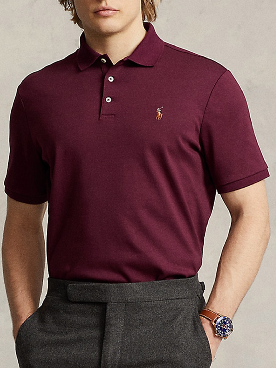 

Polo Ralph Lauren Polo Collar Cotton Slim-Fit T-Shirt, Maroon