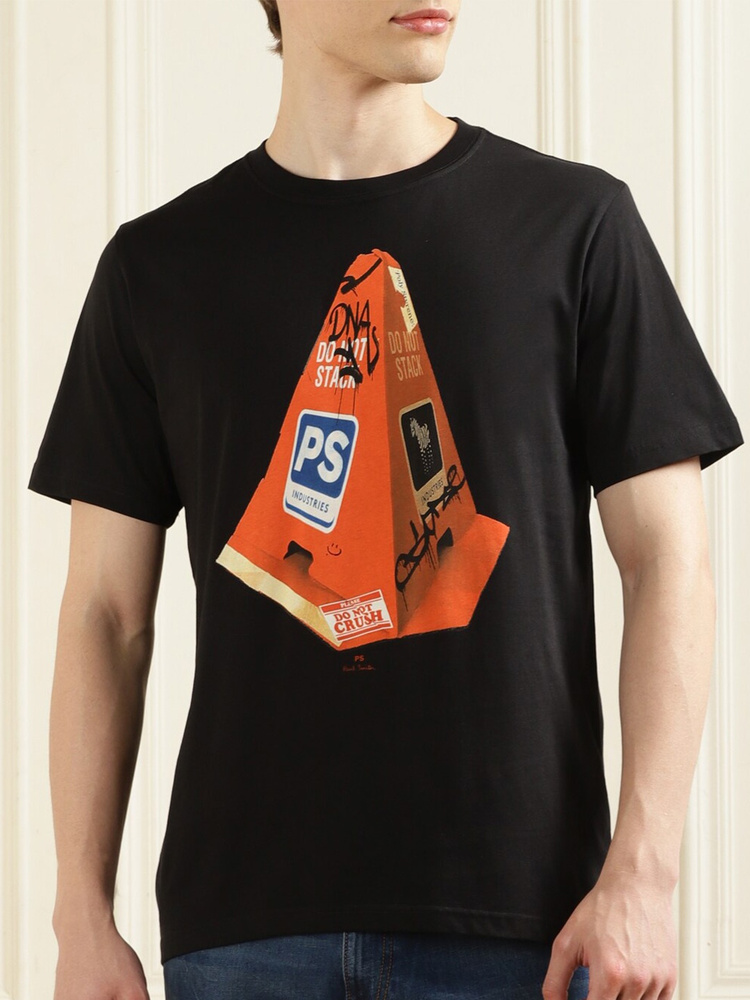 

PS By Paul Smith Graphic Printed Regular Fit Pure Cotton T-shirt, Black