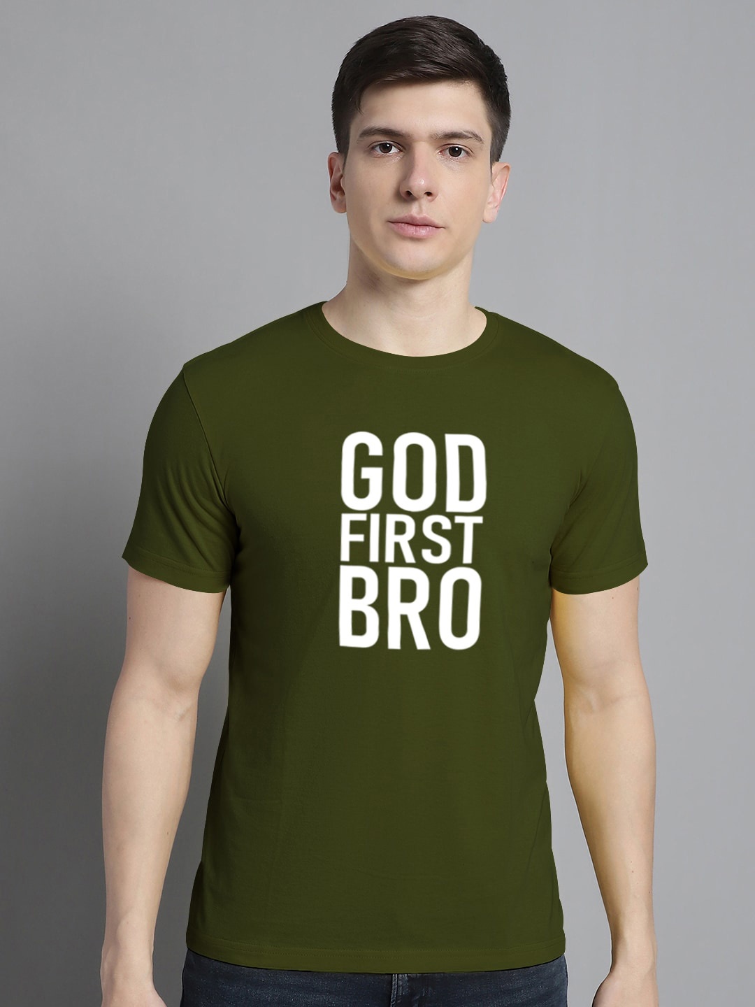 

FBAR Typography Printed Cotton T-shirt, Olive