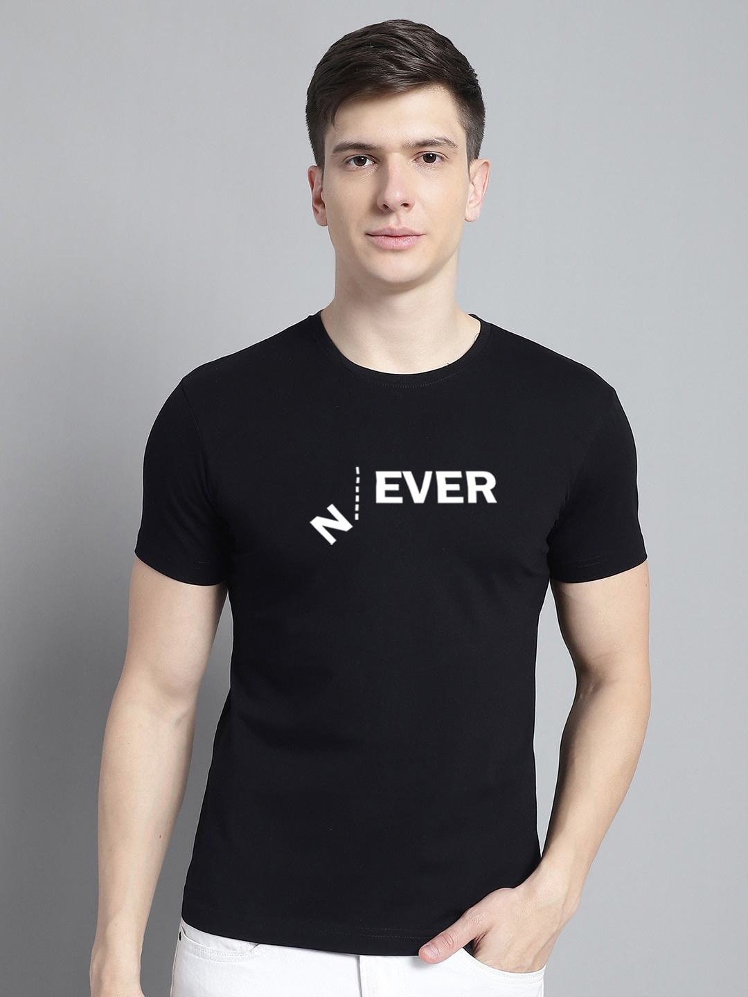 

FBAR Typography Printed Cotton T-shirt, Black