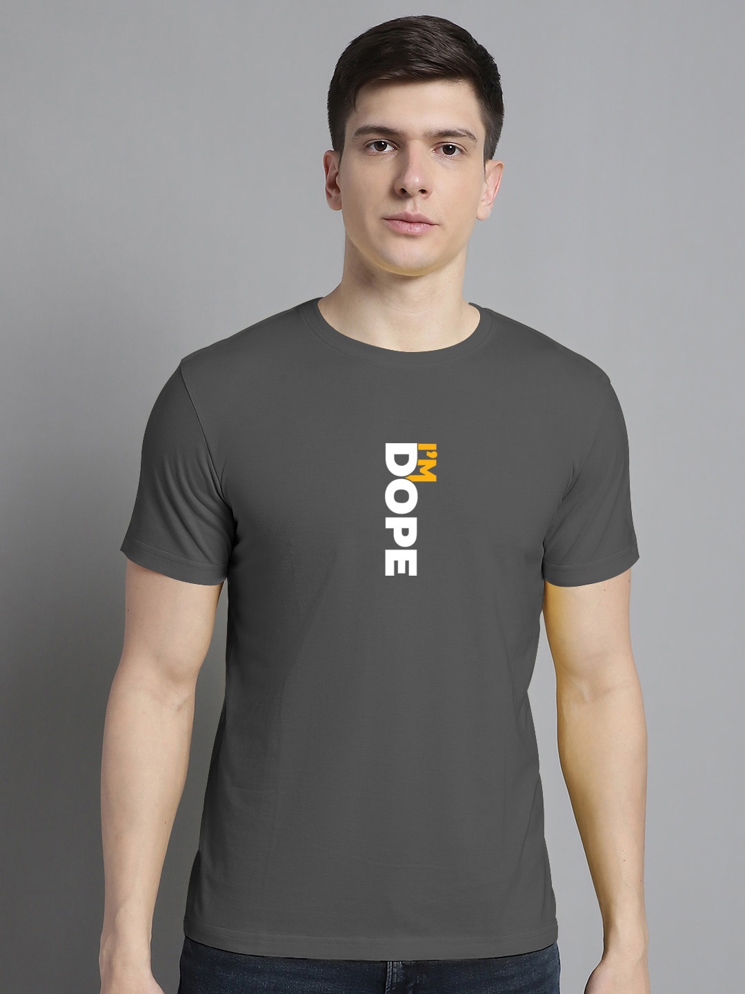 

FBAR Typography Printed Cotton T-shirt, Grey