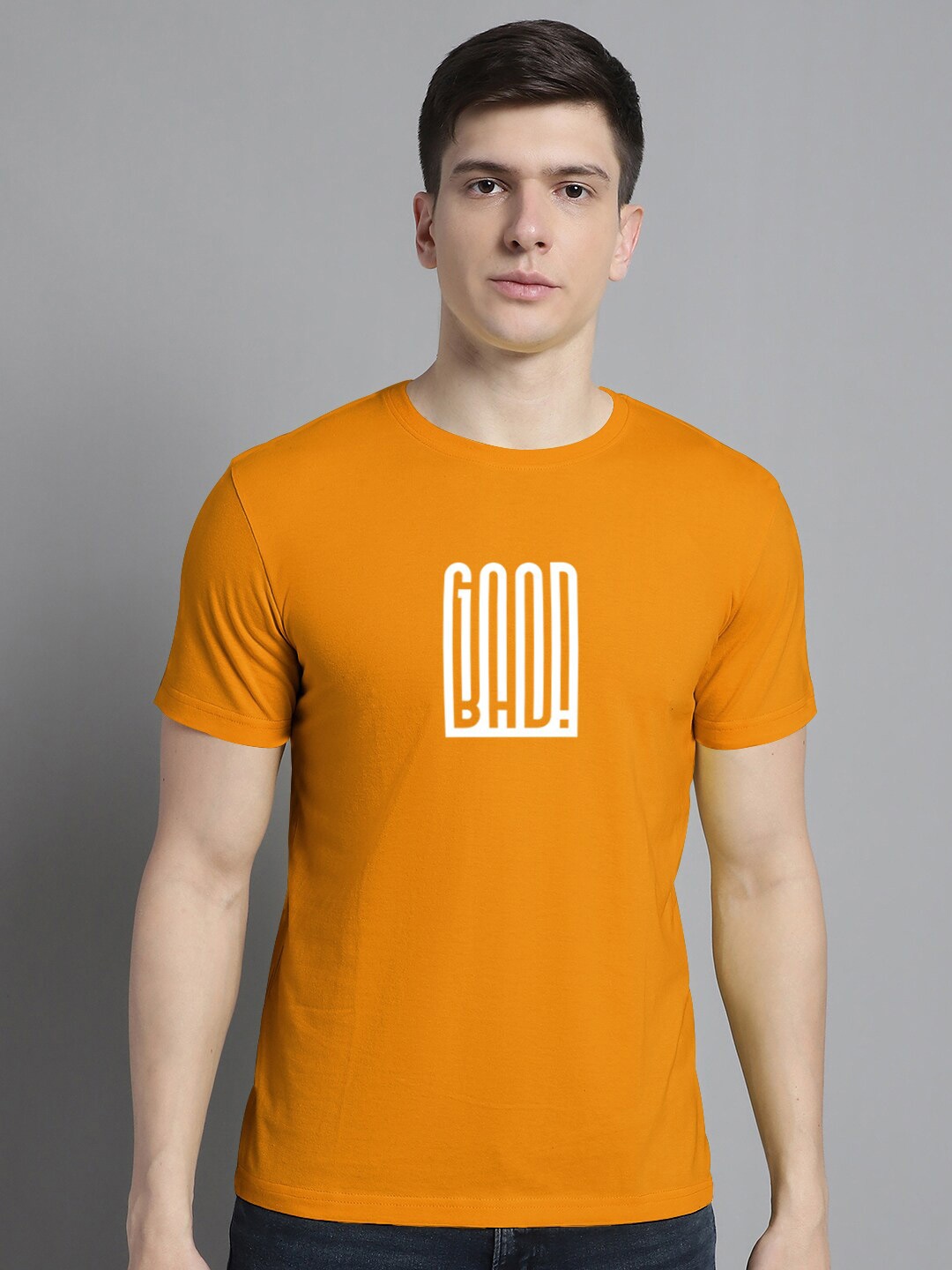 

FBAR Typography Printed Cotton T-shirt, Mustard