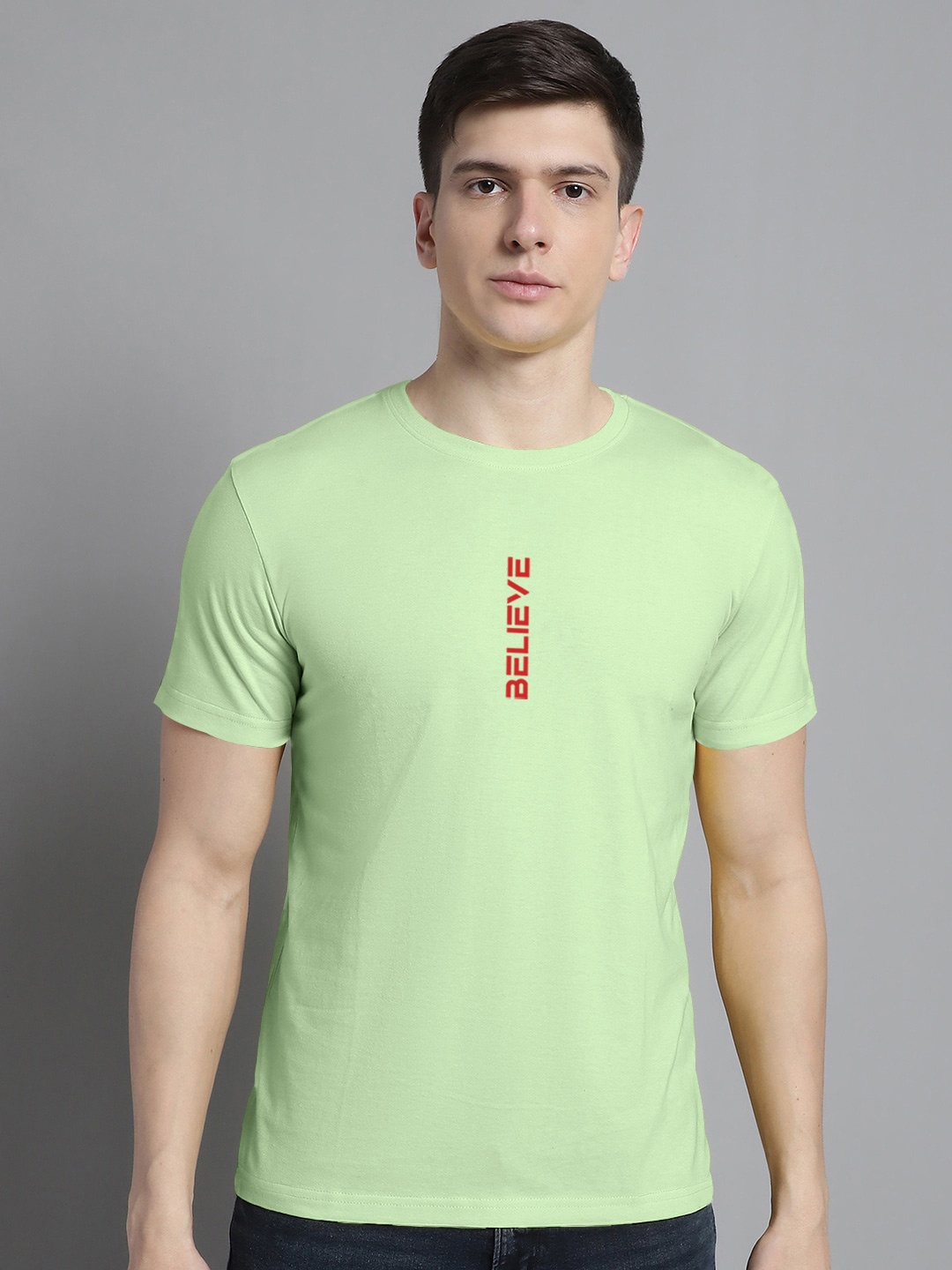 

FBAR Typography Printed Cotton T-shirt, Lime green
