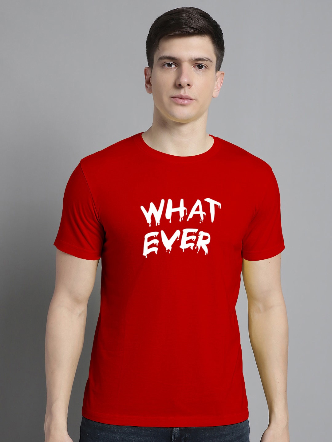 

FBAR Typography Printed Round Neck Cotton T-shirt, Red