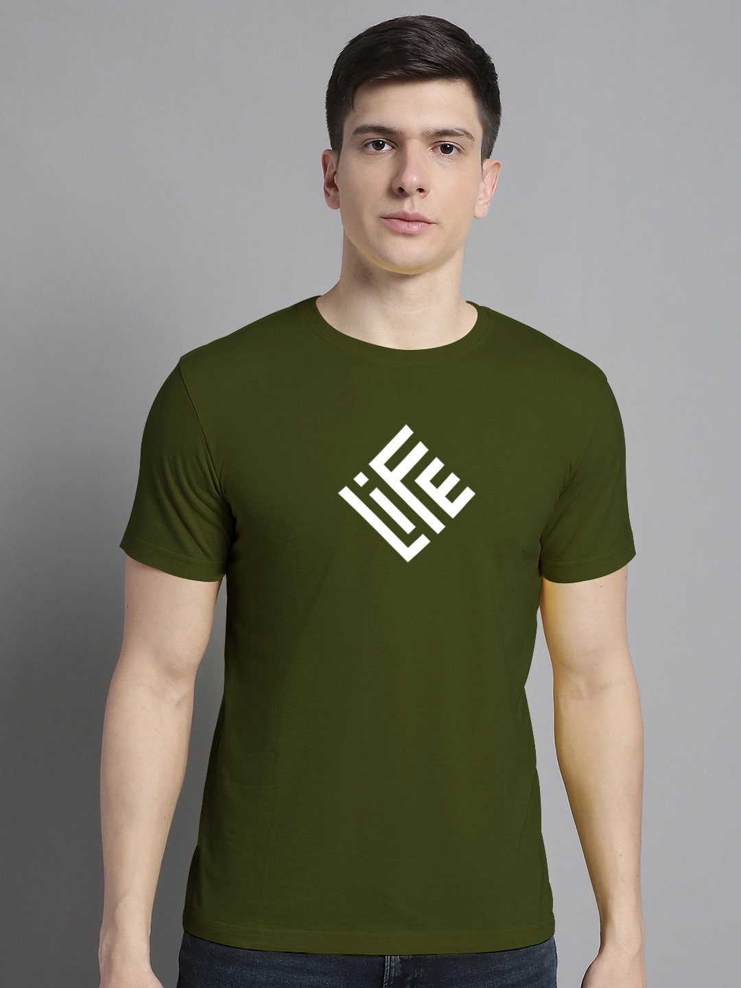 

FBAR Typography Printed Cotton T-shirt, Olive