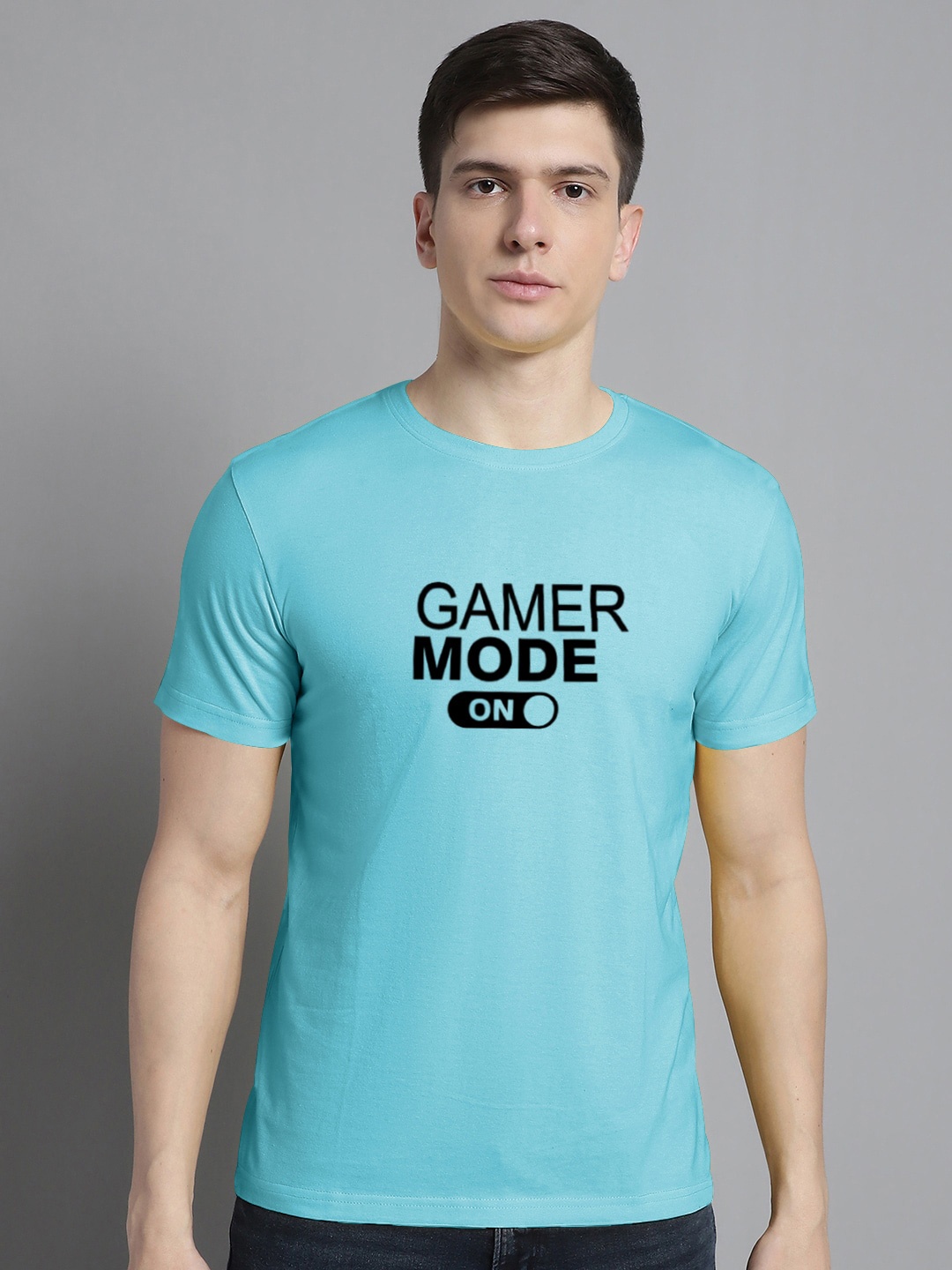 

FBAR Typography Printed Cotton T-shirt, Turquoise blue