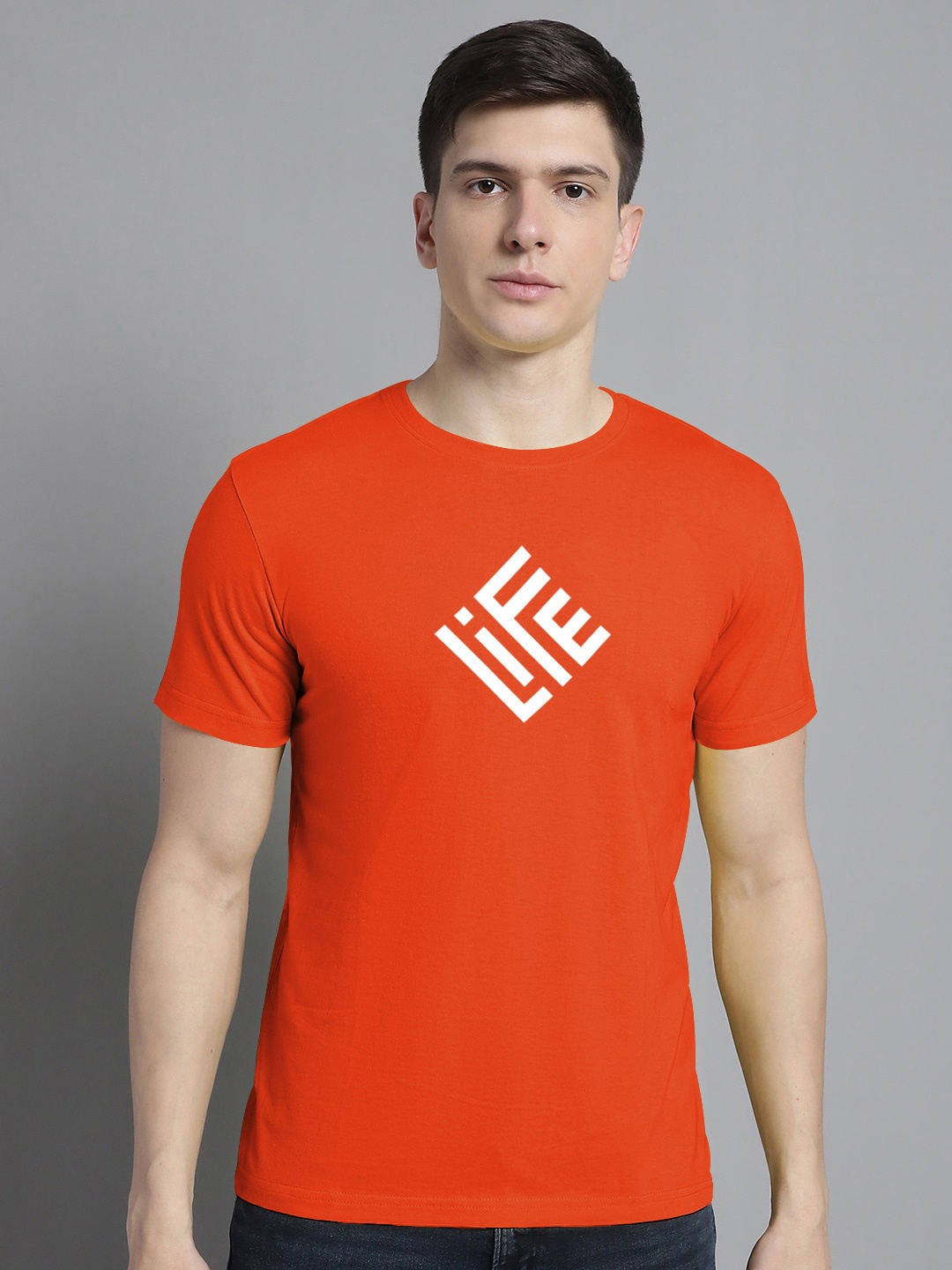 FBAR Typography Printed Cotton T-shirt, Orange