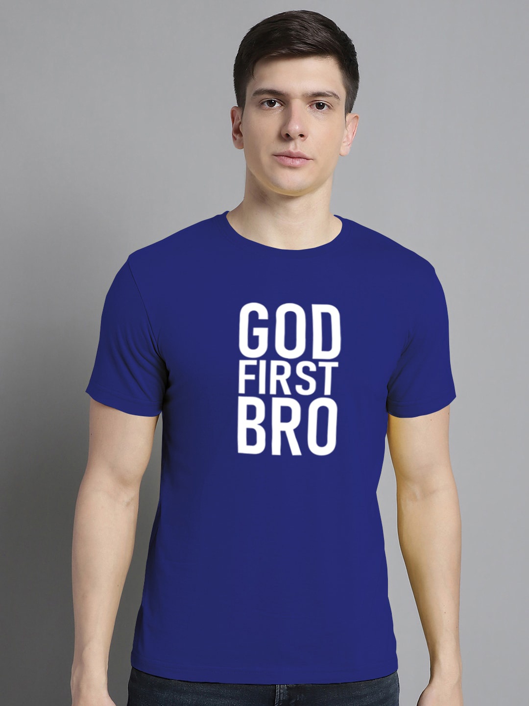 

FBAR Typography Printed Cotton T-shirt, Blue