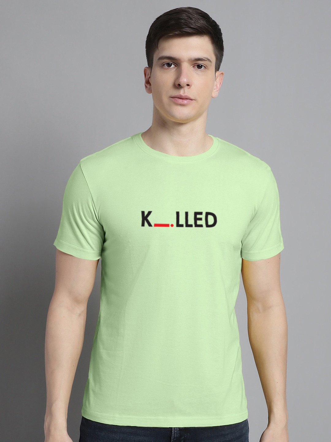 

FBAR Typography Printed Round Neck Cotton Regular T-shirt, Lime green
