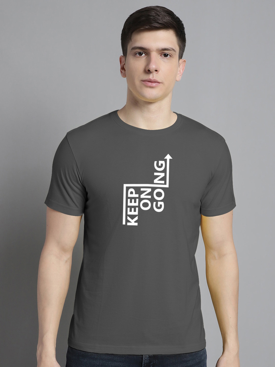 

FBAR Typography Printed Cotton T-shirt, Grey