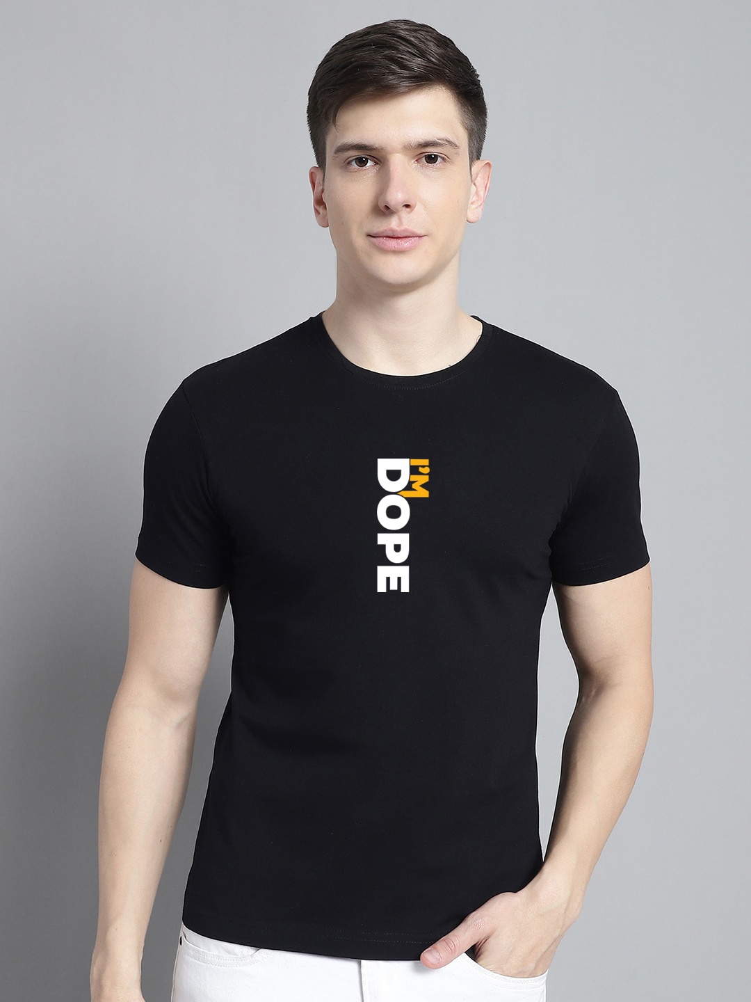 

FBAR Typography Printed Round Neck Short Sleeve Cotton T-shirt, Black