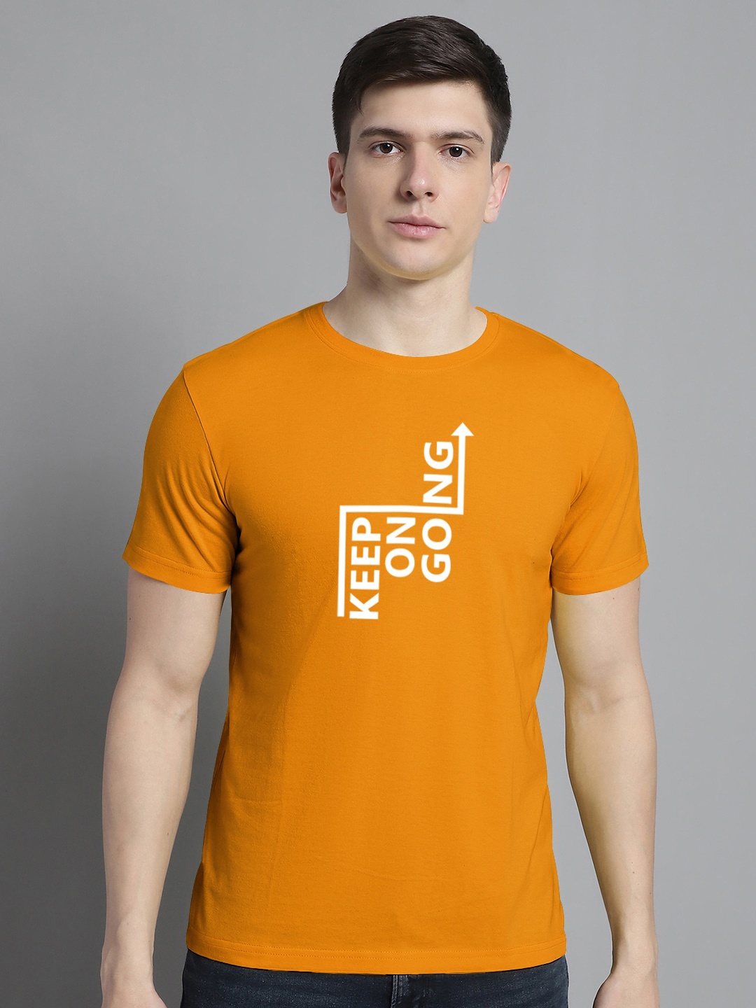 

FBAR Typography Printed Cotton T-shirt, Mustard