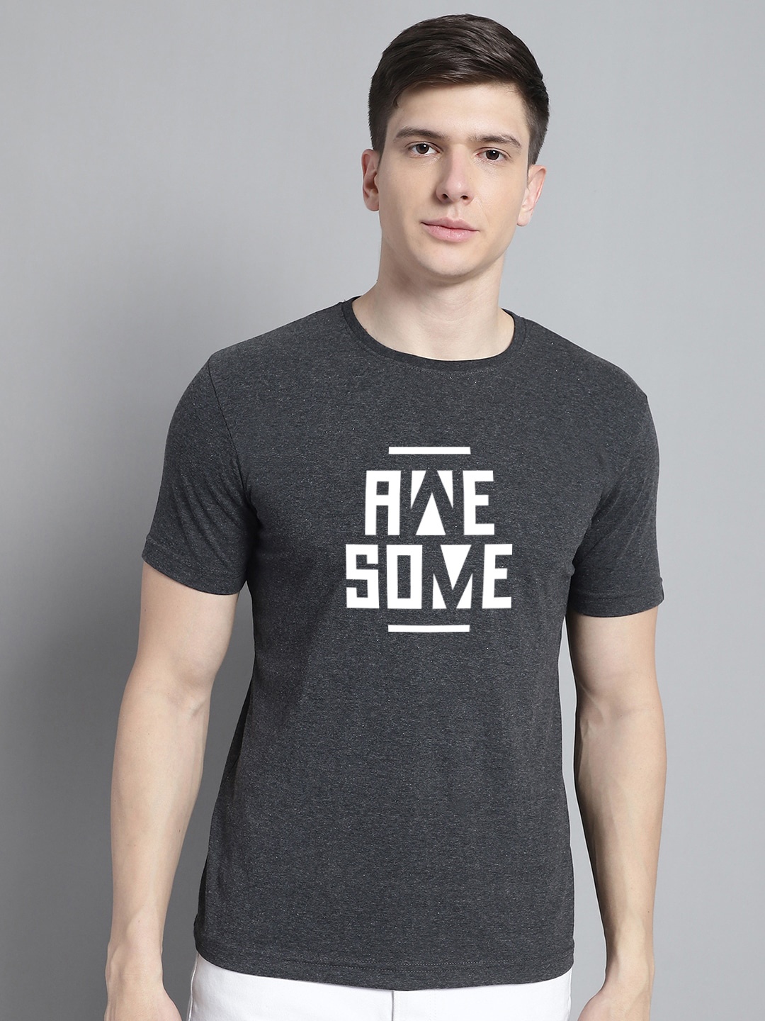 

FBAR Typography Printed Cotton T-shirt, Grey