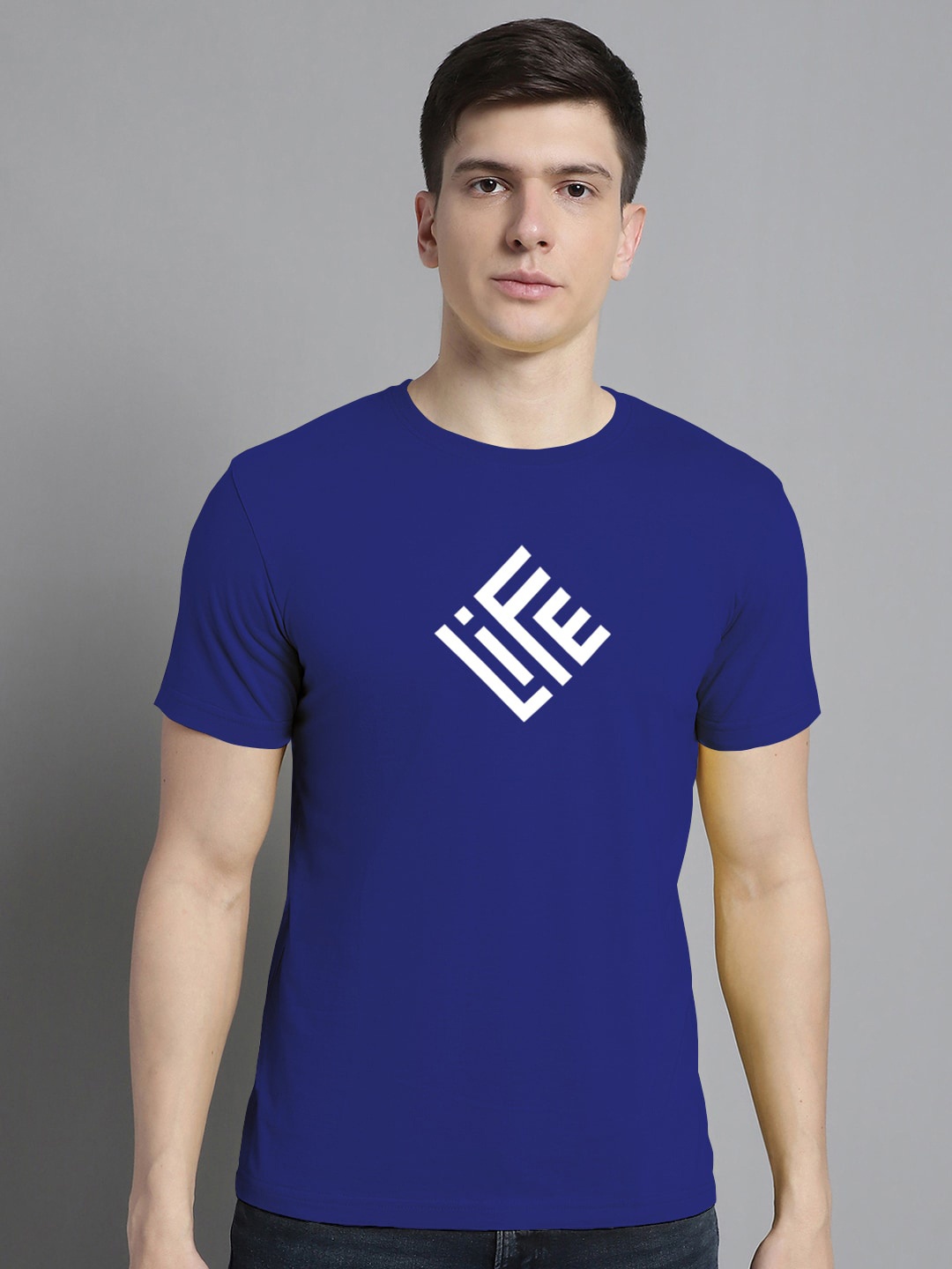 

FBAR Graphic Printed Round Neck Cotton T-shirt, Blue