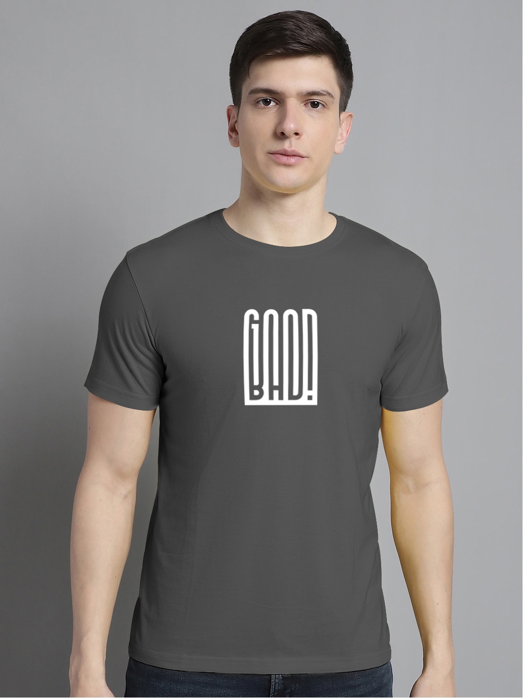 FBAR Typography Printed Cotton T-shirt, Grey