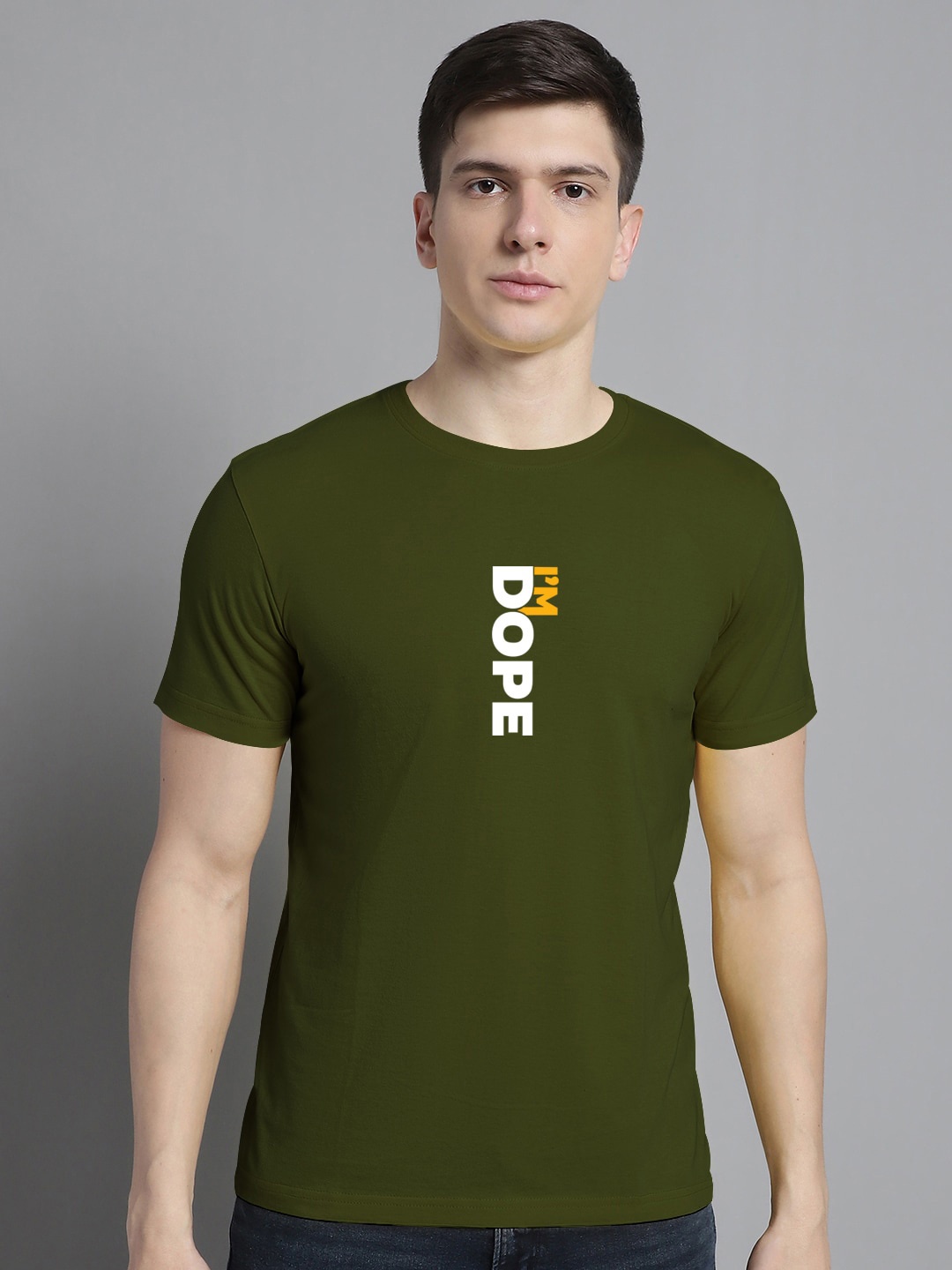 FBAR Typography Printed Cotton T-shirt, Olive