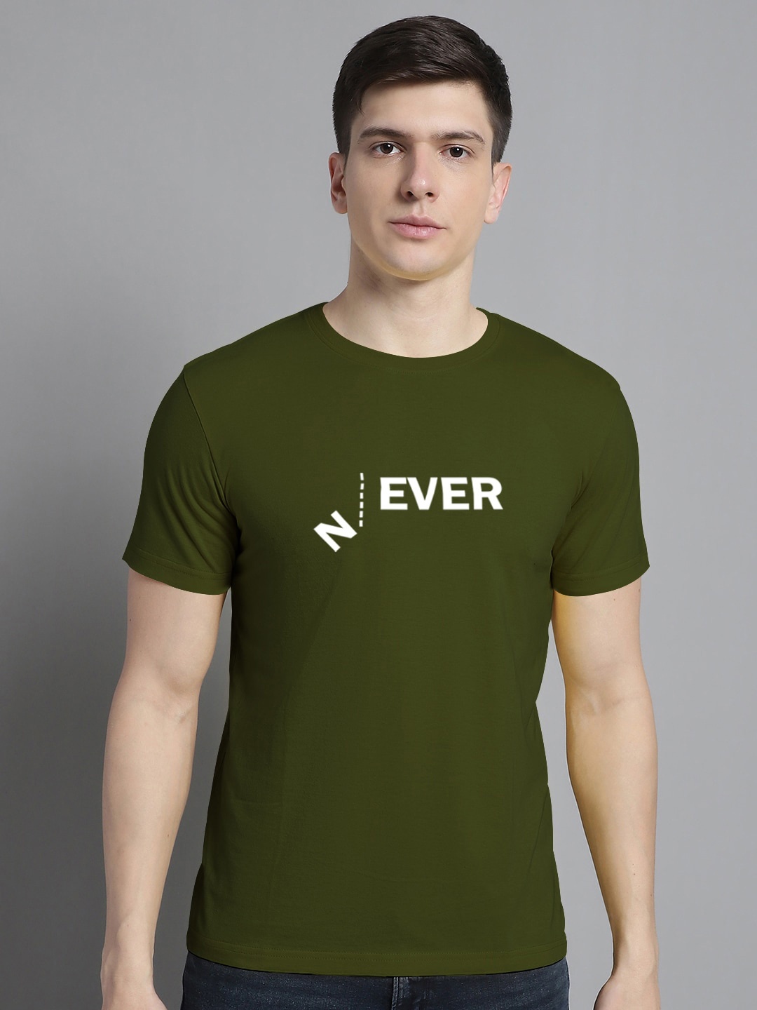 

FBAR Typography Printed Cotton T-shirt, Olive