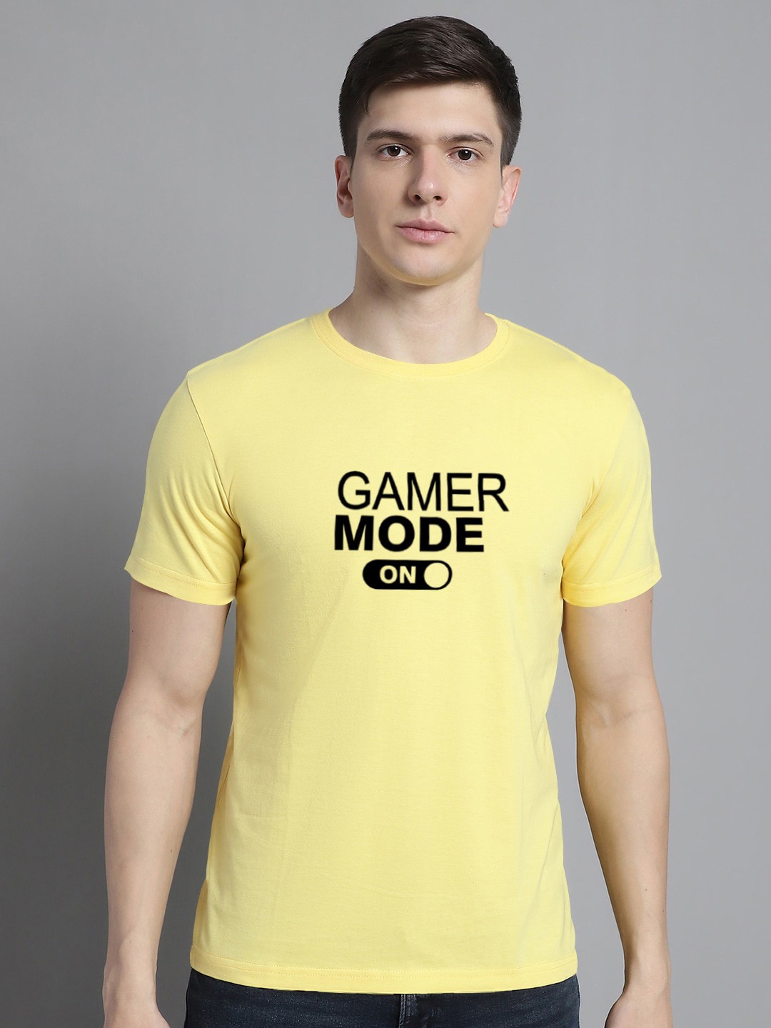 

FBAR Yellow Typography Printed Cotton Casual T-shirt