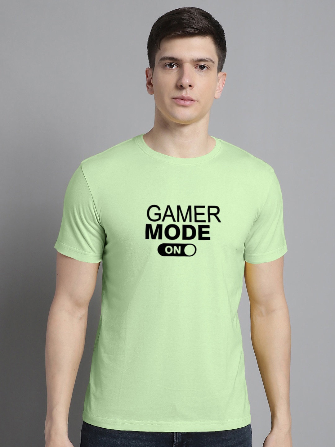 

FBAR Typography Printed Round Neck Cotton Casual T-shirt, Lime green