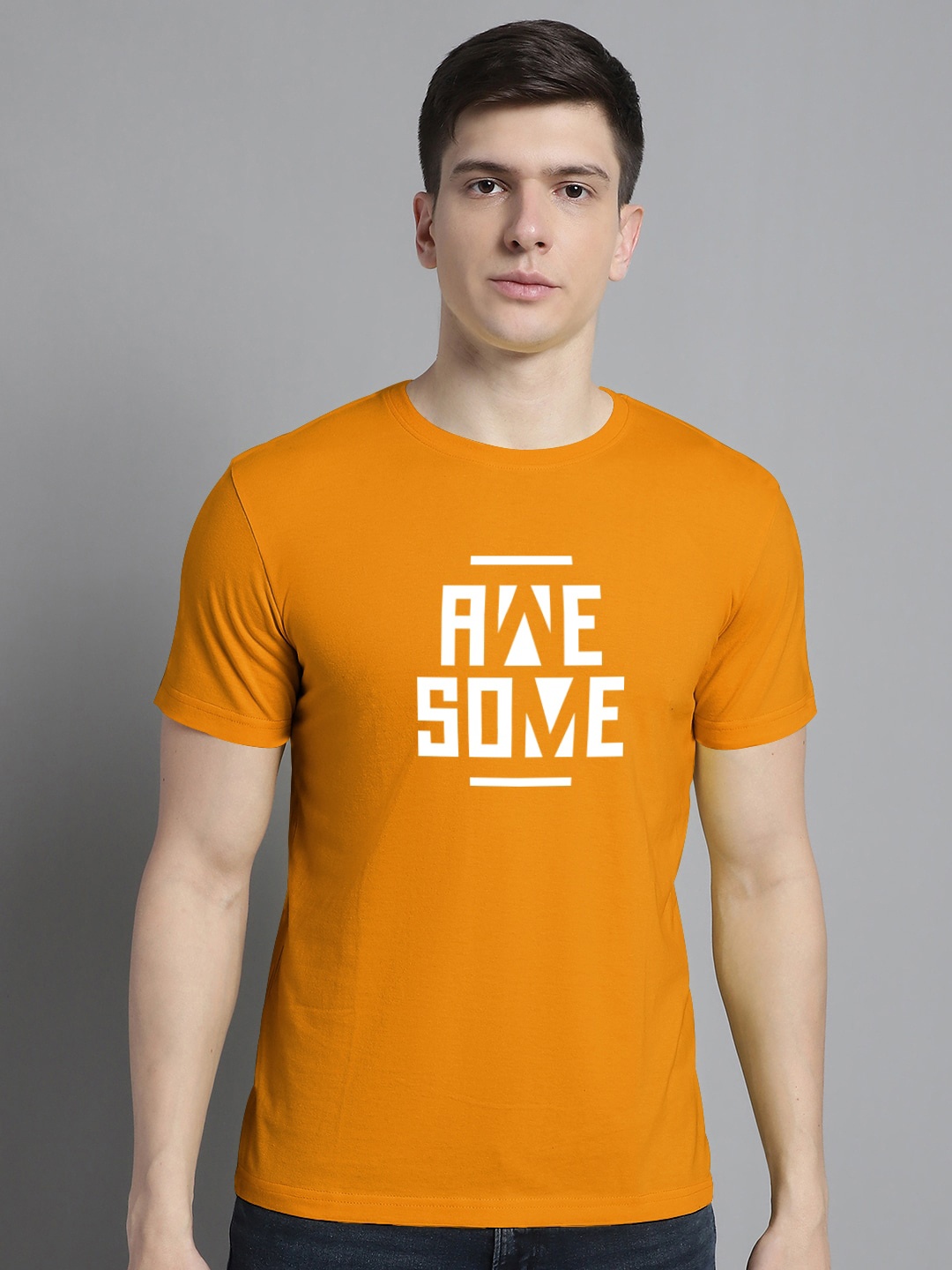 

FBAR Typography Printed Cotton T-shirt, Mustard