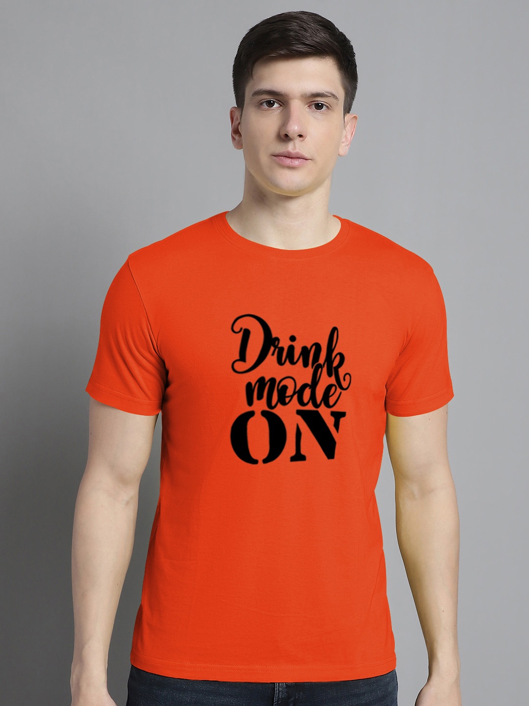 FBAR Typography Printed Cotton T-shirt, Orange