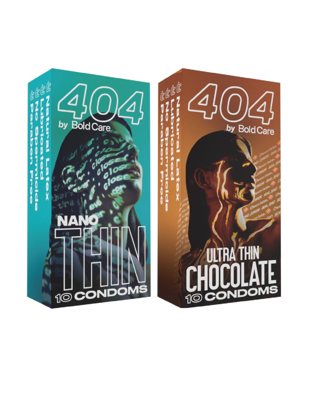 

Bold Care Set of Nano Thin & Ultra Thin Chocolate 404 Condoms - 10 pcs each, Blue