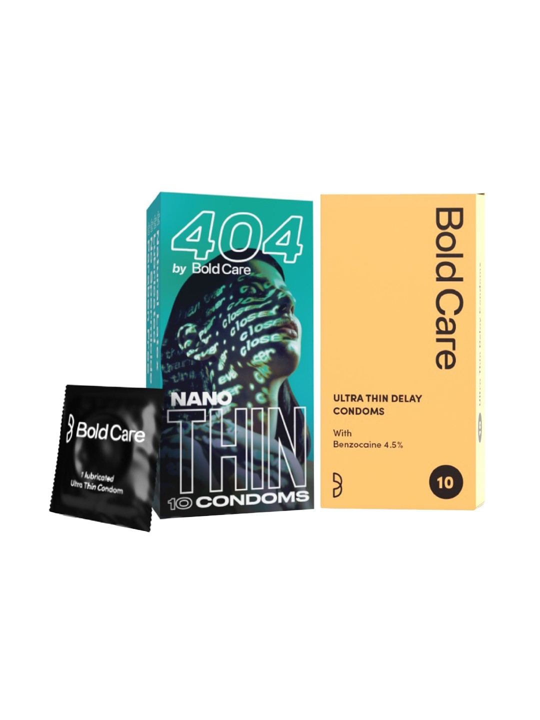 

Bold Care Set Of 2 Ultra Thin Delay & Nano Thin Condoms - 10 Condom Each, Gold